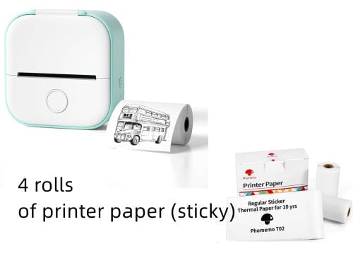 Impresora verde + 4 rollos adhesivos